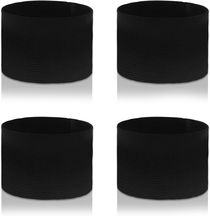 Pretwad 4 pcs Funeral Mourning Band, Black Soccer Football Captains Armband, 1.96 x 11.81 Inch Black Elastic Arm Band Adjustable Leader Armband, Team Sport Armbands Soccer Armbands for Basketball Volleyball - Image 1